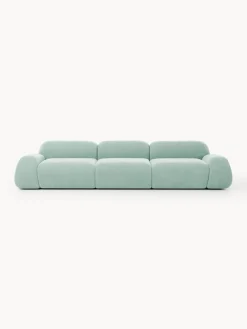 Sofás 3 Plazas|Sofás>Westwing Collection Sofá modular Wolke (4 plazas) Tejido verde menta, aterciopelado