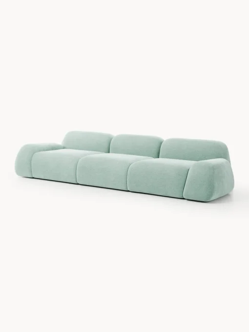 Sofás 3 Plazas|Sofás>Westwing Collection Sofá modular Wolke (4 plazas) Tejido verde menta, aterciopelado