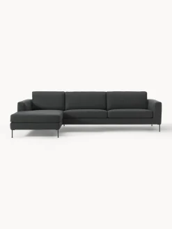Sofás Rinconeras|Sofás>Westwing Collection Sofá rinconera Cucita (4 plazas) Tejido grueso gris antracita
