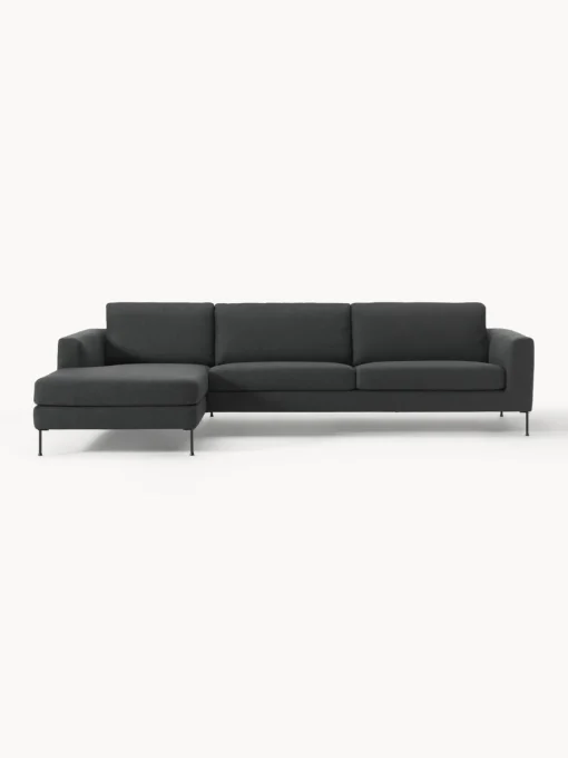 Sofás Rinconeras|Sofás>Westwing Collection Sofá rinconera Cucita (4 plazas) Tejido grueso gris antracita