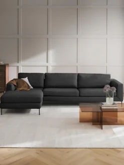Sofás Rinconeras|Sofás>Westwing Collection Sofá rinconera Cucita (4 plazas) Tejido grueso gris antracita