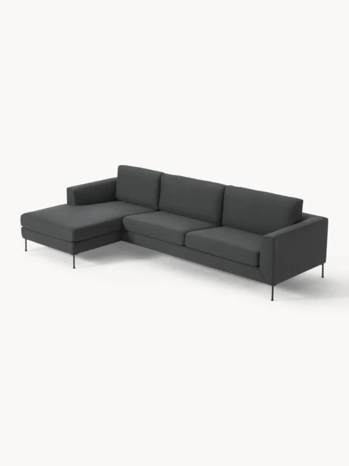 Sofás Rinconeras|Sofás>Westwing Collection Sofá rinconera Cucita (4 plazas) Tejido grueso gris antracita