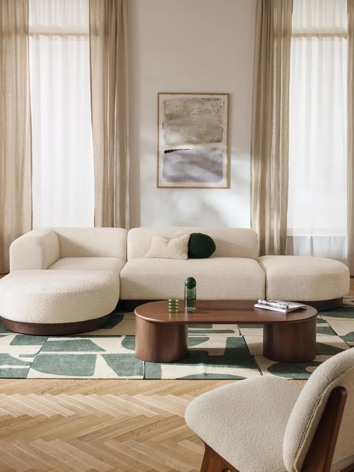 Sale Sofá rinconera de borreguillo bouclé Natalie Sofás Rinconeras|Sofás