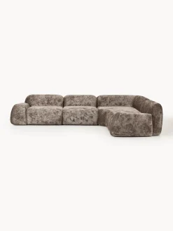Sofás Rinconeras|Sofás>Westwing Collection Sofá rinconera de borreguillo bouclé artesanal Wolke (4 plazas) Borreguillo bouclé taupe
