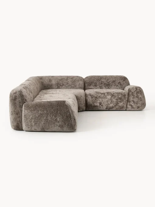 Sofás Rinconeras|Sofás>Westwing Collection Sofá rinconera de borreguillo bouclé artesanal Wolke (4 plazas) Borreguillo bouclé taupe