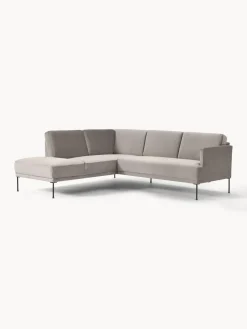 Sofás Rinconeras|Sofás></noscript>Westwing Collection Sofá rinconera de terciopelo Fluente Terciopelo greige