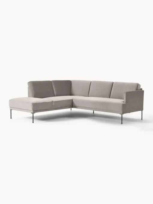 Sofás Rinconeras|Sofás>Westwing Collection Sofá rinconera de terciopelo Fluente Terciopelo greige