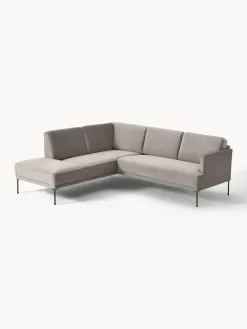 Sofás Rinconeras|Sofás></noscript>Westwing Collection Sofá rinconera de terciopelo Fluente Terciopelo greige