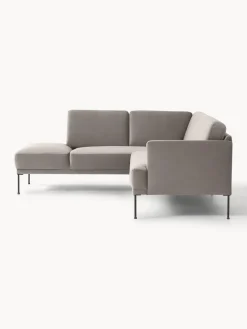 Sofás Rinconeras|Sofás></noscript>Westwing Collection Sofá rinconera de terciopelo Fluente Terciopelo greige