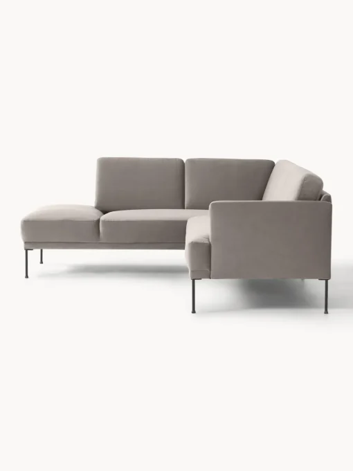 Sofás Rinconeras|Sofás>Westwing Collection Sofá rinconera de terciopelo Fluente Terciopelo greige