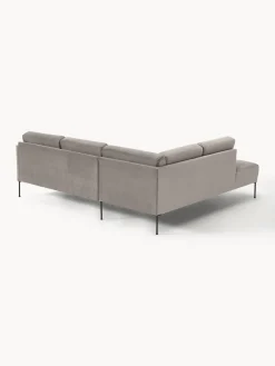 Sofás Rinconeras|Sofás></noscript>Westwing Collection Sofá rinconera de terciopelo Fluente Terciopelo greige