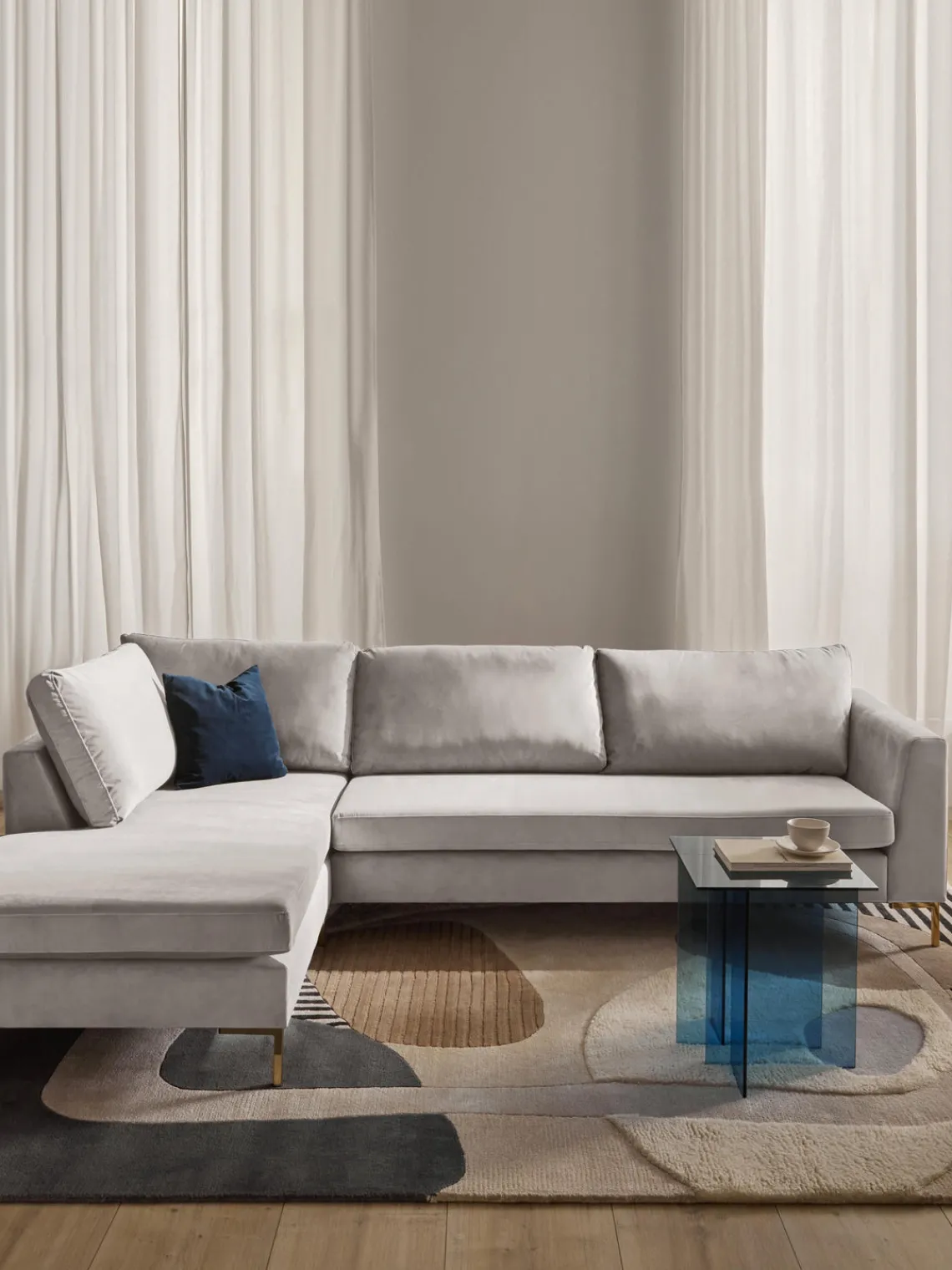 New Sofá rinconera de terciopelo Luna Sofás Rinconeras|Sofás