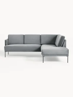 Sofás Rinconeras|Sofás>Westwing Collection Sofá rinconera de terciopelo Fluente Terciopelo gris oscuro