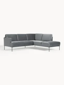 Sofás Rinconeras|Sofás></noscript>Westwing Collection Sofá rinconera de terciopelo Fluente Terciopelo gris oscuro