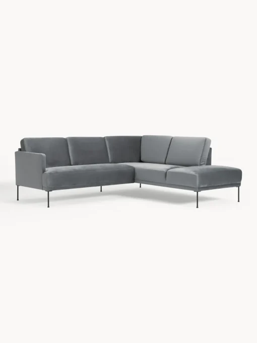 Sofás Rinconeras|Sofás>Westwing Collection Sofá rinconera de terciopelo Fluente Terciopelo gris oscuro