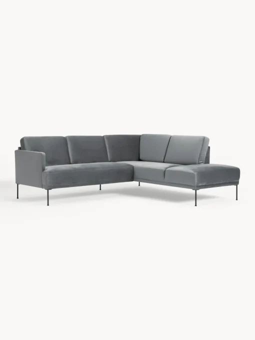 Sofás Rinconeras|Sofás>Westwing Collection Sofá rinconera de terciopelo Fluente Terciopelo gris oscuro