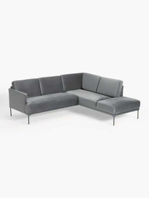 Sofás Rinconeras|Sofás>Westwing Collection Sofá rinconera de terciopelo Fluente Terciopelo gris oscuro