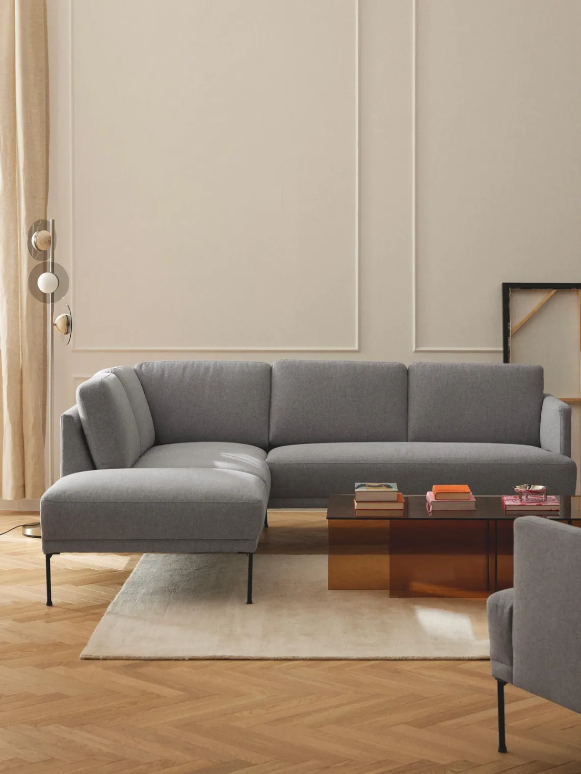 Sofás Rinconeras|Sofás>Westwing Collection Sofá rinconera Fluente Tejido gris