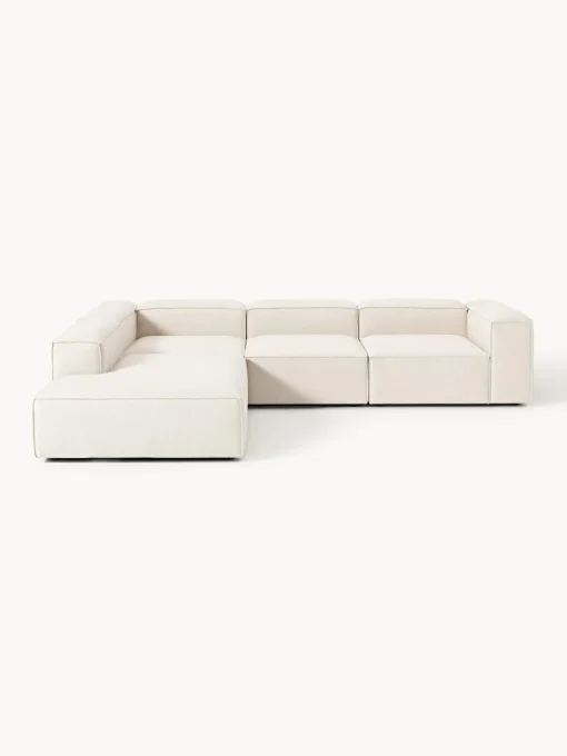 Sofás>Westwing Collection Sofá rinconera grande de mezcla de lino Lennon Mezcla de lino beige