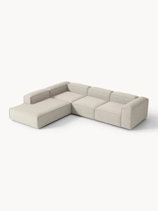 Sofás>Westwing Collection Sofá rinconera grande de mezcla de lino Lennon Mezcla de lino gris