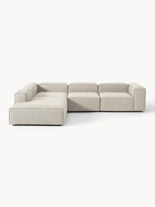 Sofás>Westwing Collection Sofá rinconera grande de mezcla de lino Lennon Mezcla de lino gris