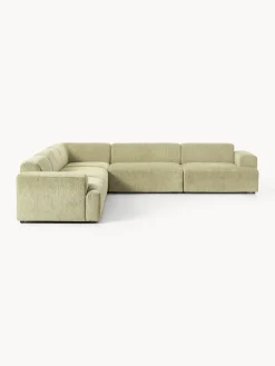 Sofás Rinconeras|Sofás>Westwing Collection Sofá rinconera grande Melva Tejido verde claro