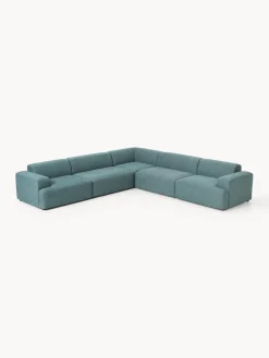 Sofás Rinconeras|Sofás>Westwing Collection Sofá rinconera grande Melva Tejido verde turquesa