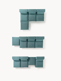 Sofás Rinconeras|Sofás></noscript>Westwing Collection Sofá rinconera grande modular con reposapiés Felix Tejido grueso verde turquesa