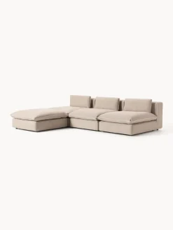 Sofás Rinconeras|Sofás></noscript>Westwing Collection Sofá rinconera grande modular con reposapiés Felix Tejido grueso beige