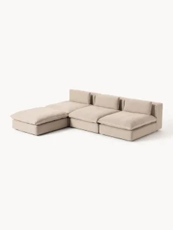 Sofás Rinconeras|Sofás></noscript>Westwing Collection Sofá rinconera grande modular con reposapiés Felix Tejido grueso beige