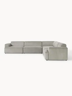 Sofás Rinconeras|Sofás></noscript>Westwing Collection Sofá rinconera longue grande de pana Melva Pana gris
