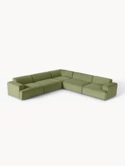 Sofás Rinconeras|Sofás>Westwing Collection Sofá rinconera longue grande de pana Melva Pana verde oliva