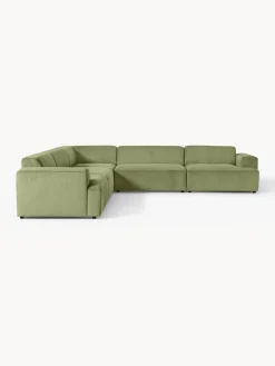 Sofás Rinconeras|Sofás></noscript>Westwing Collection Sofá rinconera longue grande de pana Melva Pana verde oliva