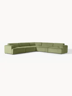 Sofás Rinconeras|Sofás></noscript>Westwing Collection Sofá rinconera longue grande de pana Melva Pana verde oliva