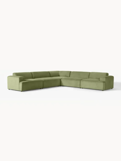Sofás Rinconeras|Sofás>Westwing Collection Sofá rinconera longue grande de pana Melva Pana verde oliva