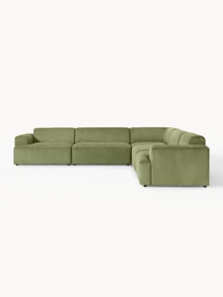 Sofás Rinconeras|Sofás></noscript>Westwing Collection Sofá rinconera longue grande de pana Melva Pana verde oliva