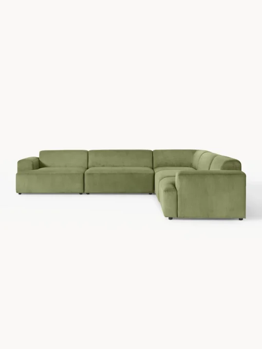 Sofás Rinconeras|Sofás>Westwing Collection Sofá rinconera longue grande de pana Melva Pana verde oliva