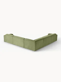 Sofás Rinconeras|Sofás></noscript>Westwing Collection Sofá rinconera longue grande de pana Melva Pana verde oliva