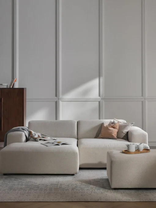 Sofás Rinconeras|Sofás>Westwing Collection Sofá rinconera Melva (3 plazas) Tejido beige claro