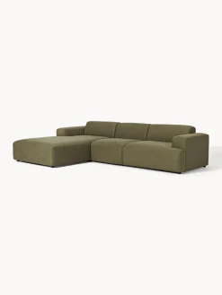 Sofás Rinconeras|Sofás></noscript>Westwing Collection Sofá rinconera Melva (4 plazas) Tejido verde oliva