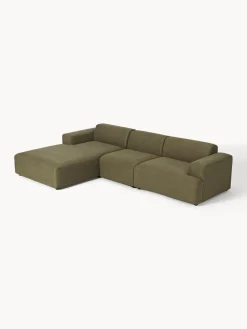 Sofás Rinconeras|Sofás></noscript>Westwing Collection Sofá rinconera Melva (4 plazas) Tejido verde oliva