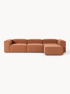 Sofás 4 Plazas|Sofás>Westwing Collection Sofá rinconera modular con reposapiés izquierdo/derecho Lennon (4 plazas) Tejido terracota
