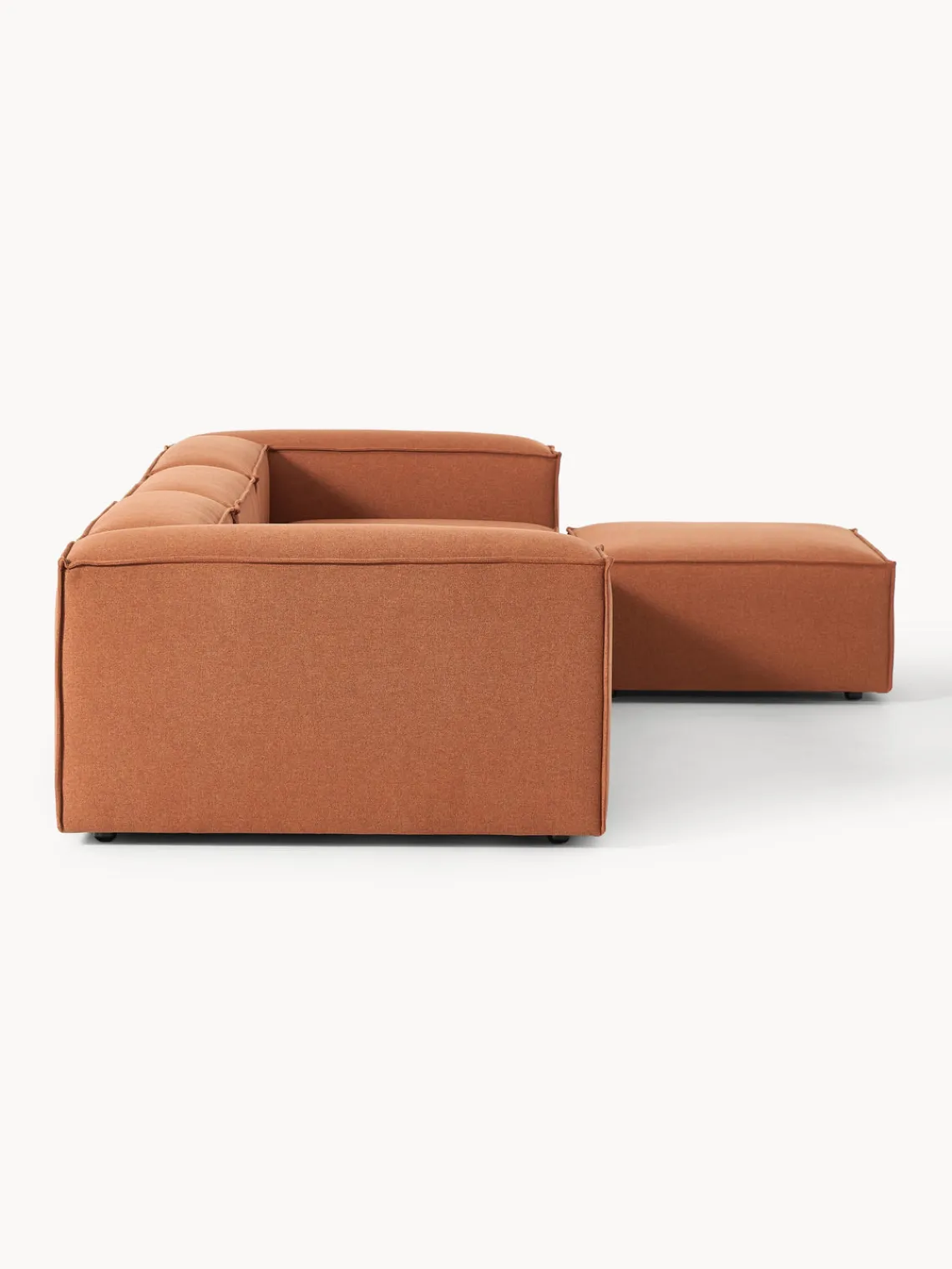 Sofás 4 Plazas|Sofás>Westwing Collection Sofá rinconera modular con reposapiés izquierdo/derecho Lennon (4 plazas) Tejido terracota