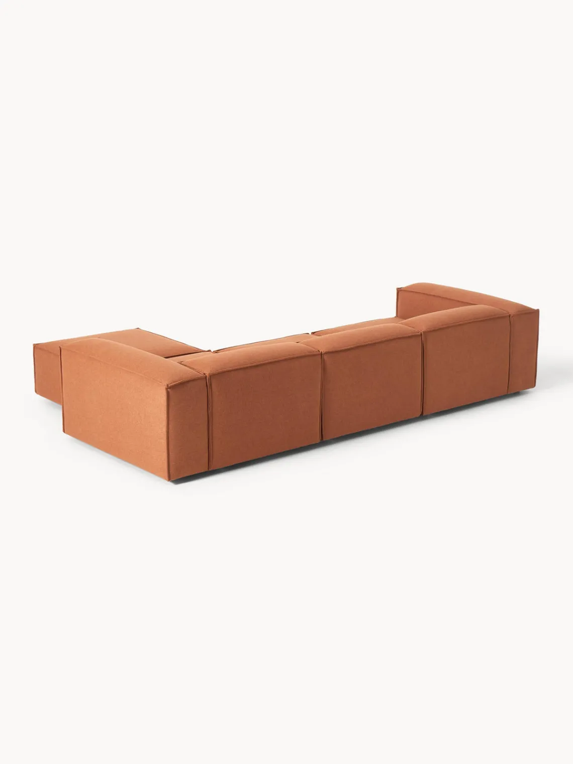 Sofás 4 Plazas|Sofás>Westwing Collection Sofá rinconera modular con reposapiés izquierdo/derecho Lennon (4 plazas) Tejido terracota