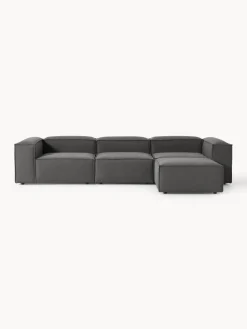 Sofás 4 Plazas|Sofás>Westwing Collection Sofá rinconera modular con reposapiés izquierdo/derecho Lennon (4 plazas) Tejido gris antracita