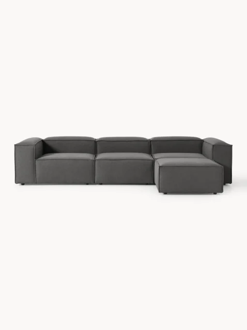 Sofás 4 Plazas|Sofás>Westwing Collection Sofá rinconera modular con reposapiés izquierdo/derecho Lennon (4 plazas) Tejido gris antracita
