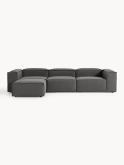 Sofás 4 Plazas|Sofás></noscript>Westwing Collection Sofá rinconera modular con reposapiés izquierdo/derecho Lennon (4 plazas) Tejido gris antracita