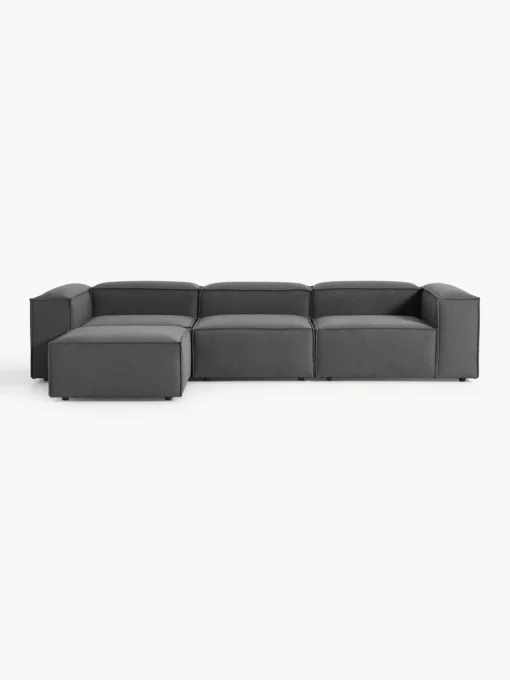 Sofás 4 Plazas|Sofás>Westwing Collection Sofá rinconera modular con reposapiés izquierdo/derecho Lennon (4 plazas) Tejido gris antracita