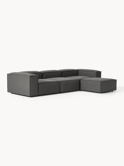 Sofás 4 Plazas|Sofás>Westwing Collection Sofá rinconera modular con reposapiés izquierdo/derecho Lennon (4 plazas) Tejido gris antracita