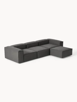 Sofás 4 Plazas|Sofás></noscript>Westwing Collection Sofá rinconera modular con reposapiés izquierdo/derecho Lennon (4 plazas) Tejido gris antracita